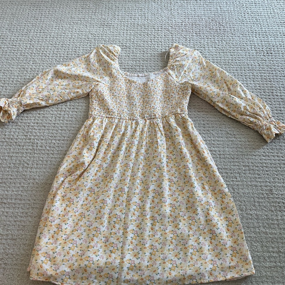 Hollister Cream Tan Bishop Sleeve Sundress
